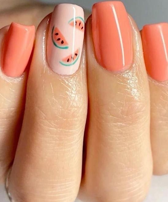 Summer French Tip With Accent Nail Designs for Short Nails
