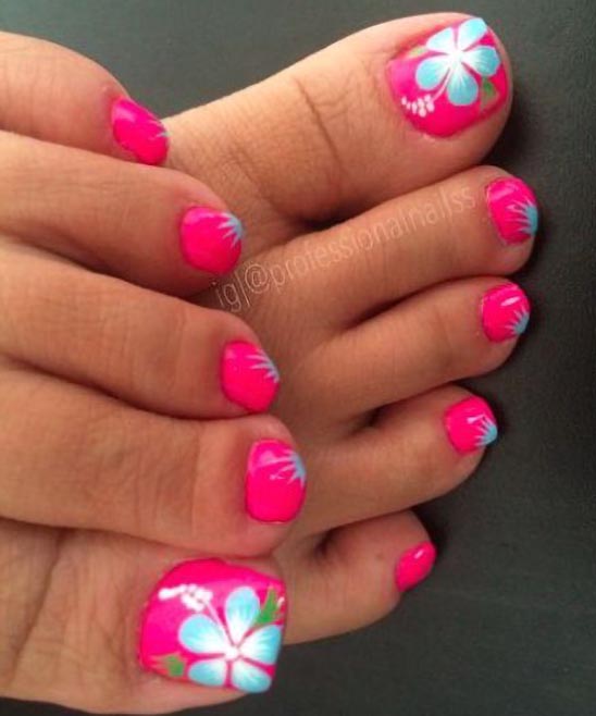 Summer Hot Pink Toe Nail Designs