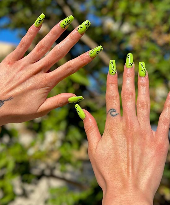 Teal and Lime Green Nail Designs