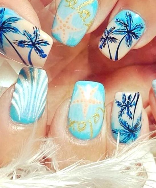 Toe Nail Designs Blue and White