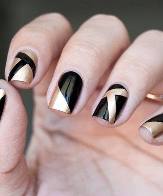 White Black and Gold Nails