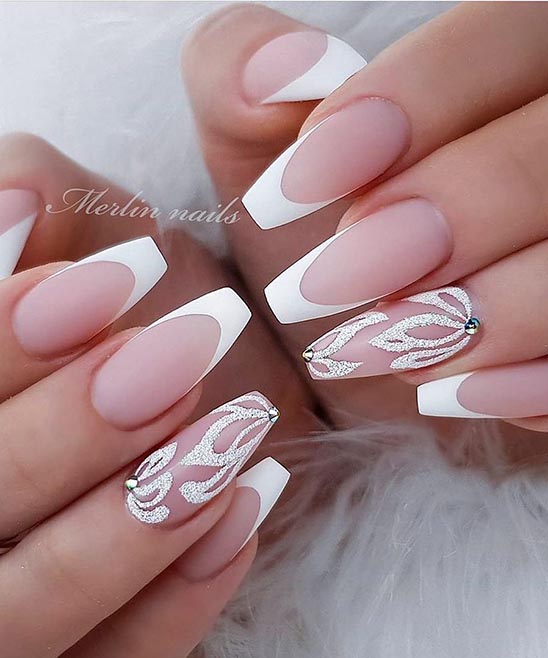 50+ White Glitter French Tip Nails (2024) TailoringinHindi