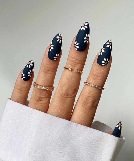White Nails With Baby Blue Design