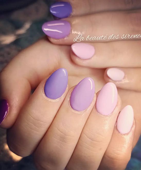 White Nails With Purple Design