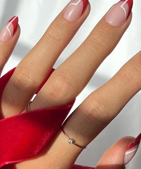 White Nails With Red French Tip