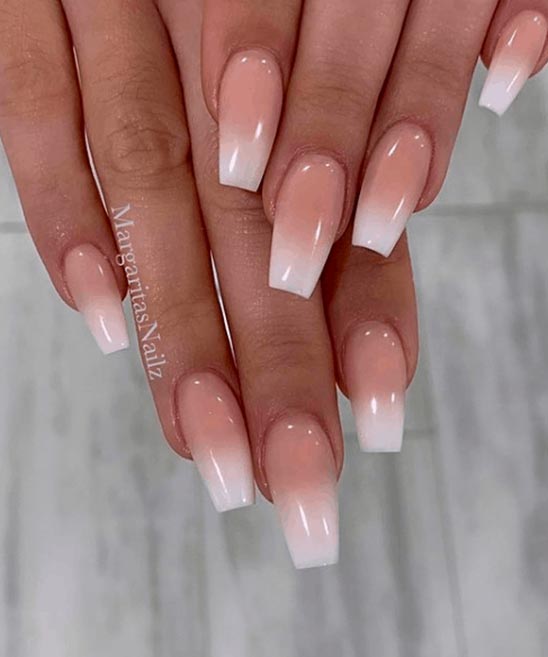 White Pink Ombre Nails Coffin