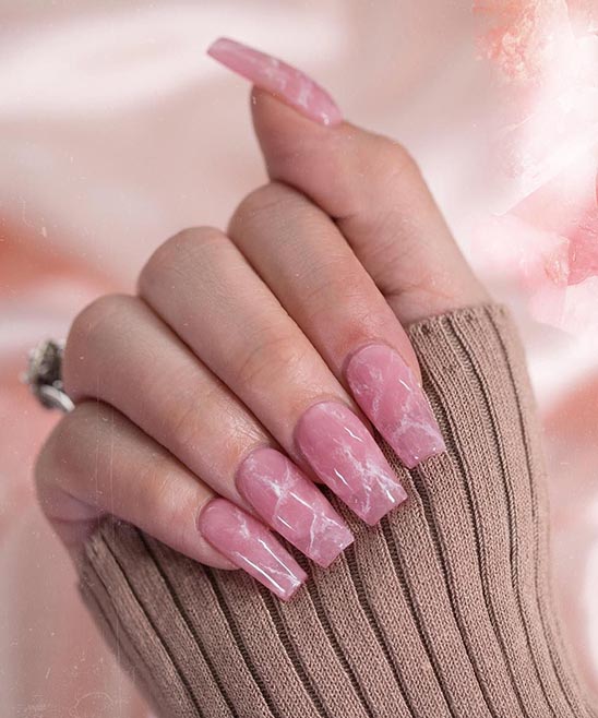 White Pink Ombre Nails Coffin