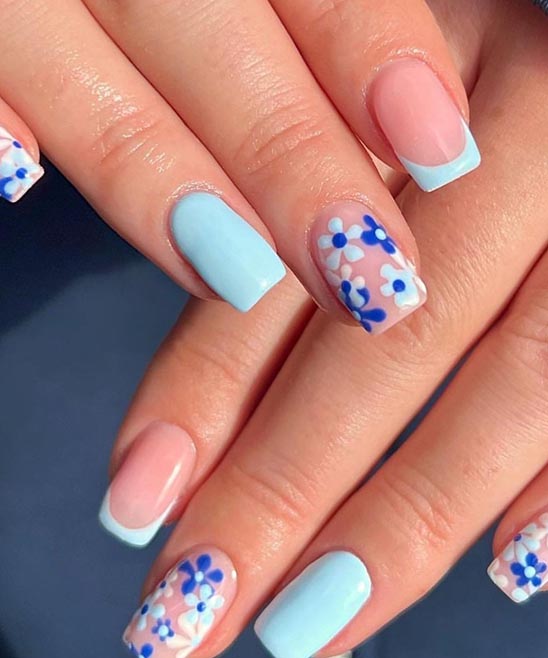 White and Baby Blue Nail Designs
