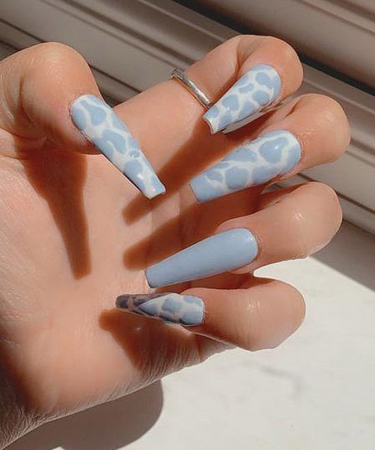 White and Baby Blue Nails Design