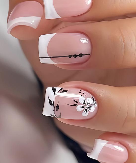 White and Black French Tip Nails