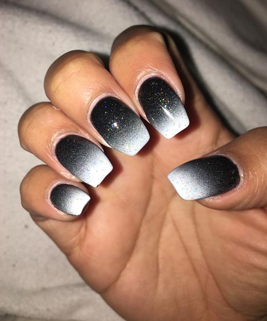 White and Black Matte Ombre Nails