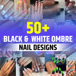 White and Black Ombre Nails