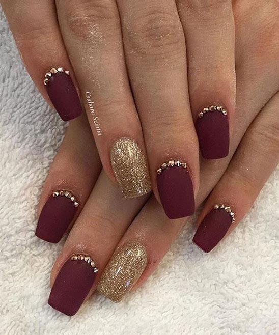 White and Burgundy Nails
