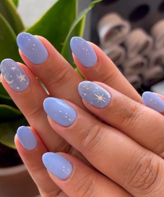 White and Light Blue Nail Designs