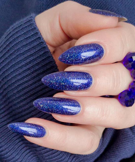 White and Navy Blue Nail Designs