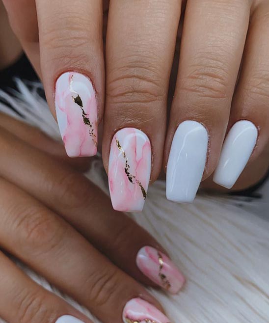 White and Pink Coffin Nails