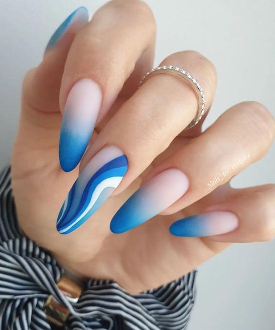 blue and white coffin nail designs