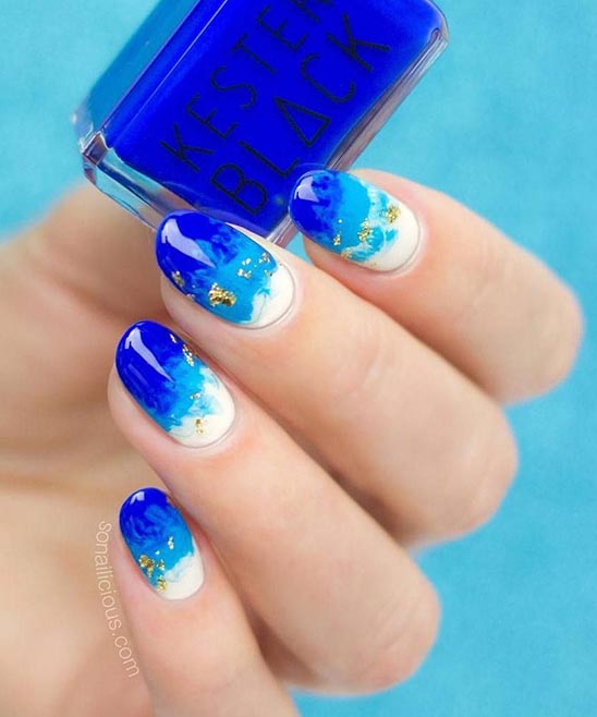 blue changing colors coffin nails designs