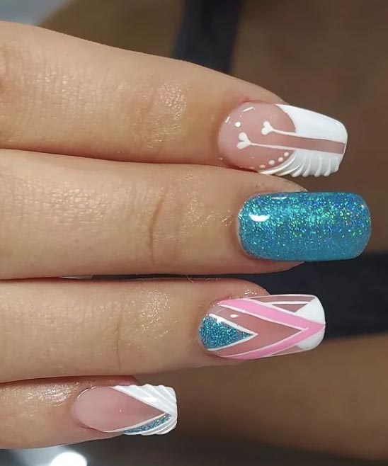 coffin cup nails design blue pink and purple