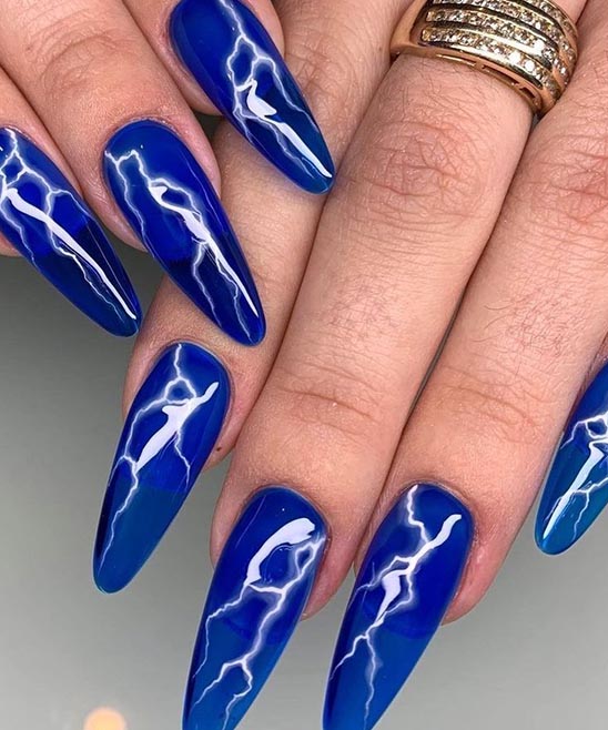 coffin royal blue nails design
