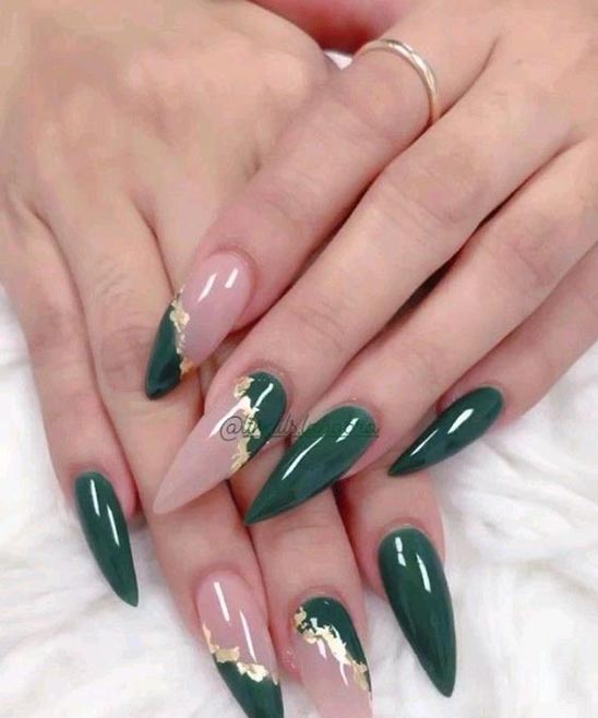 Acrylic Nails Olive Green