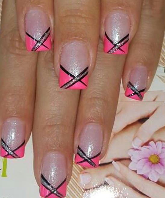 Acrylic Nails Pink French Tip