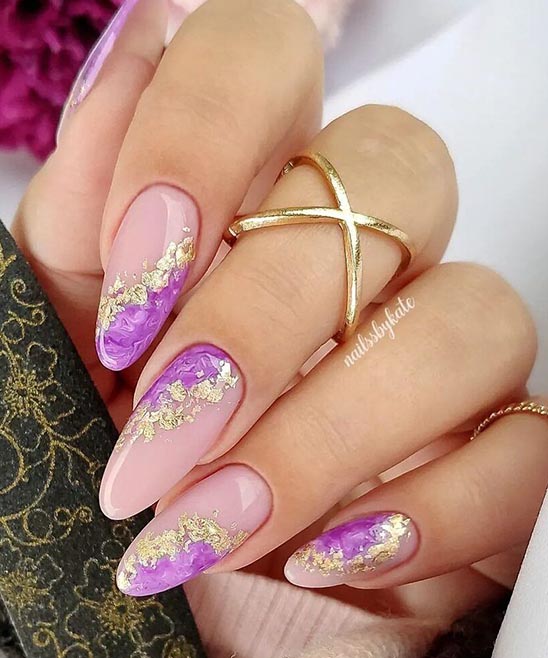 Acrylic Nails White and Gold With Diamonds Almond