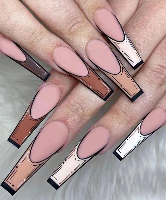 Acrylic Nails With Simple Designs on Medium Length Coffin Shaped