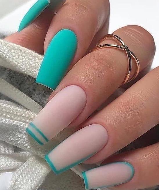 Acrylic Nails With Simple Designs on Medium Length Coffin Shaped