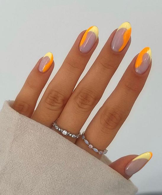 Acrylic Orange and Yellow Ombre Nails