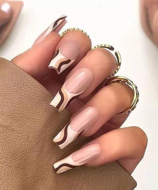 Acrylic White Coffin Nails With Design