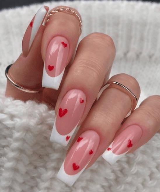 Acrylic White Nails With Heart