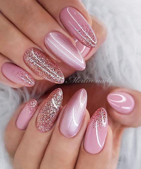 All Gold Almond Nails