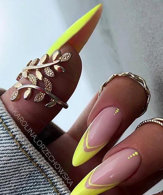 Almond Acrylic Nails Yellow