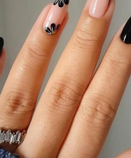 Almond Black and White Nails