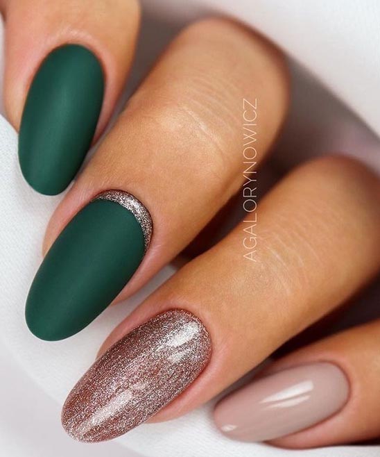 Almond Emerald Green Nails