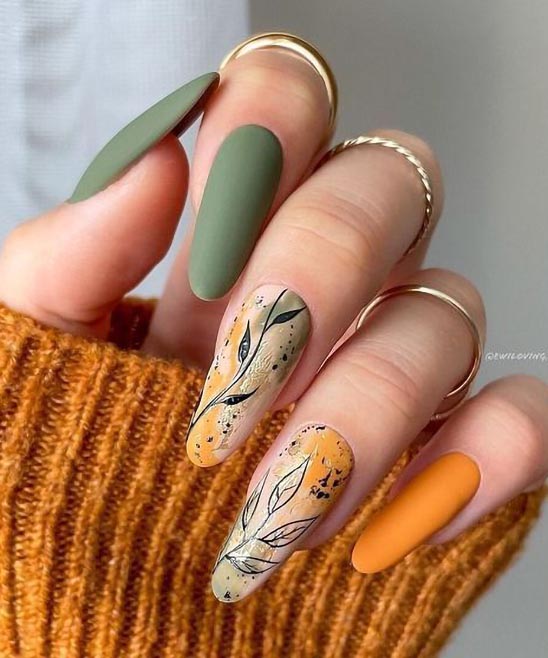 Almond Gold Glitter Nails