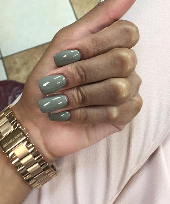 Almond Matte Olive Green Nails