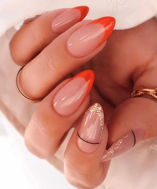 Almond Nails Black and Gold