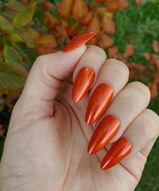 Almond Nails Orange Checkered