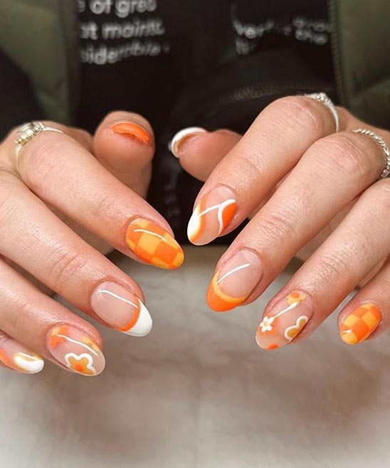 Almond Shape Orange Nails