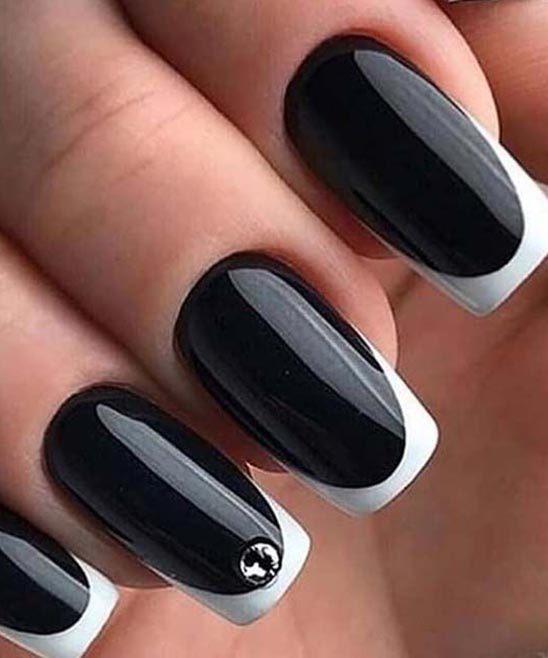 Almond Shaped Nails Black and White