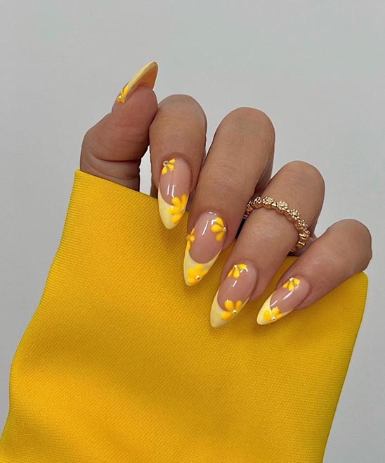 Almond Shaped Nails Short Yellow
