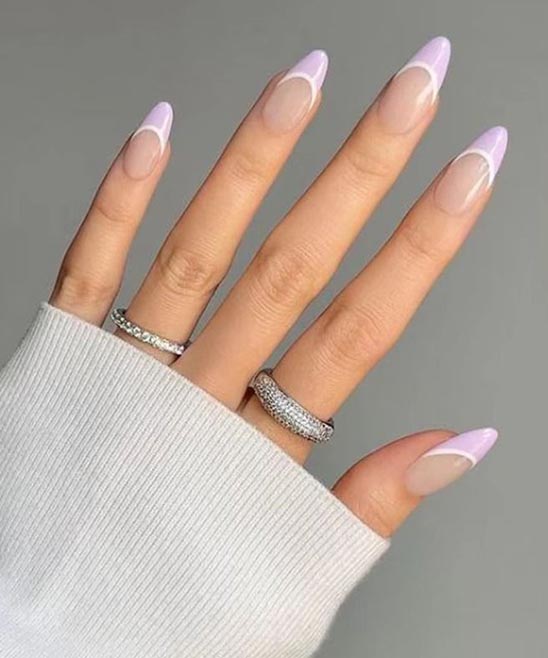 Almond White and Gold Nails