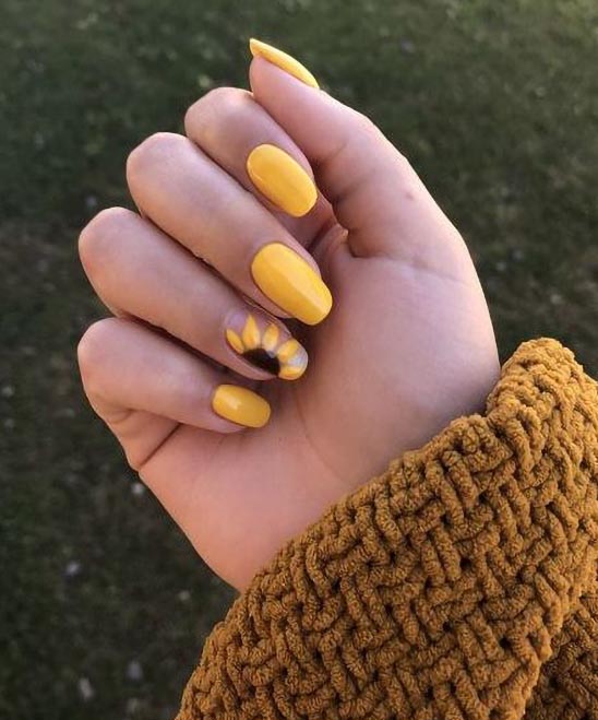 Almond Yellow Acrylic Nails