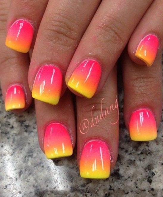 Baby Pink and Orange Nails