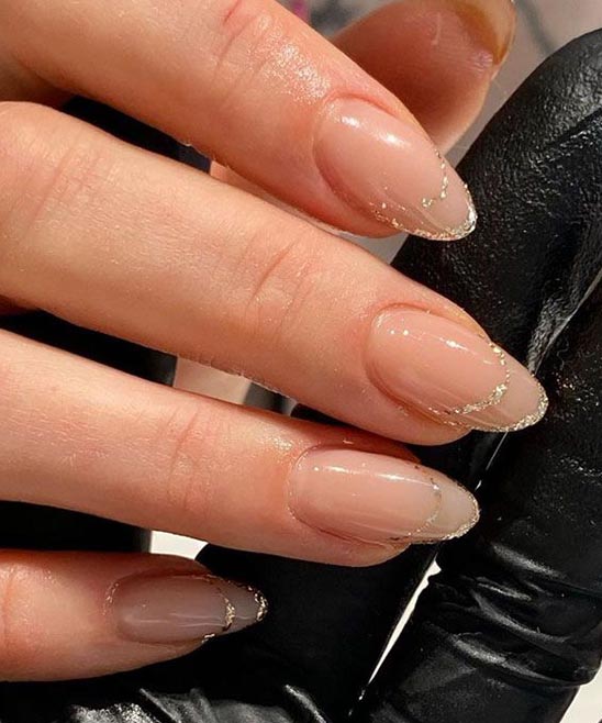 Beige Nails With White Outline