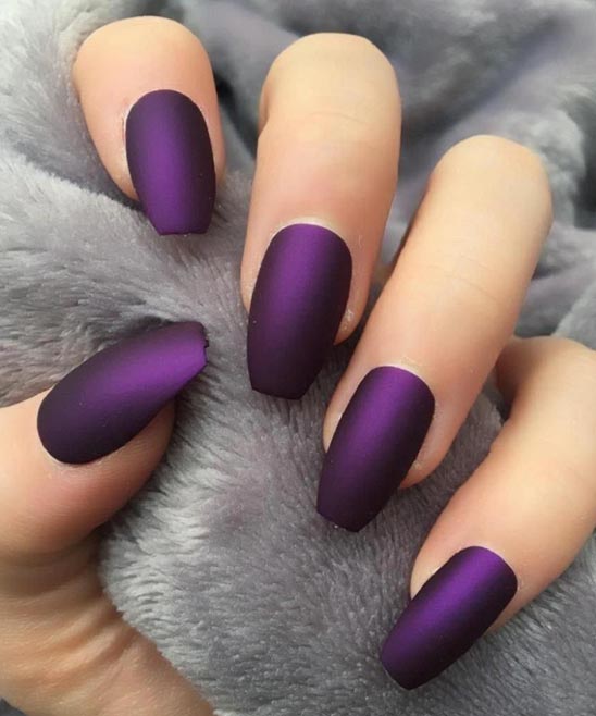 Black Base Color With Purple White Polka Dot Fall Nails