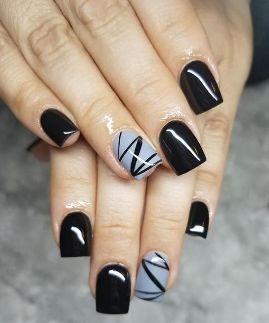 Black Butterfly Nails Short