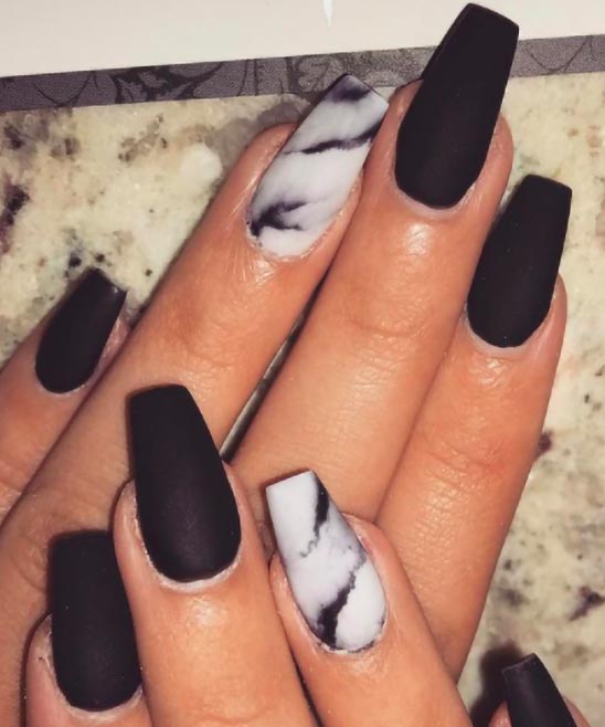 Black Coffin Nails With Design